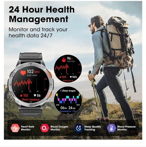 Smart Watch with Black and Silver Design - Picture 3 of 7